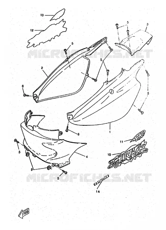 COUVERCLE LATERAL Yamaha SCOOTER 50 1998 BOOSTER  CW50RSX