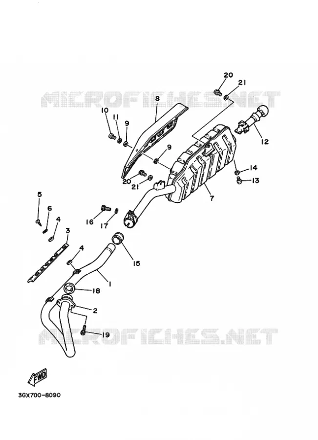 ECHAPPEMENT Yamaha MOTO 200 2008 AG  AG200F