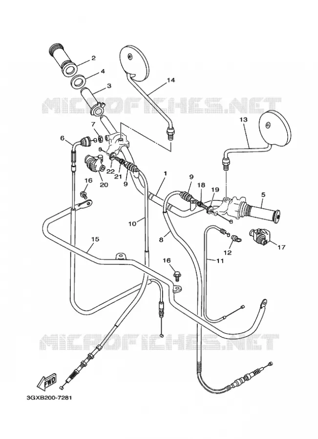 GUIDON ET CABLES Yamaha MOTO 200 2008 AG  AG200F