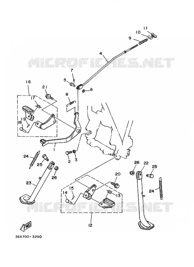 SUPPORT / REPOSE PIEDS Yamaha MOTO 200 2008 AG  AG200F