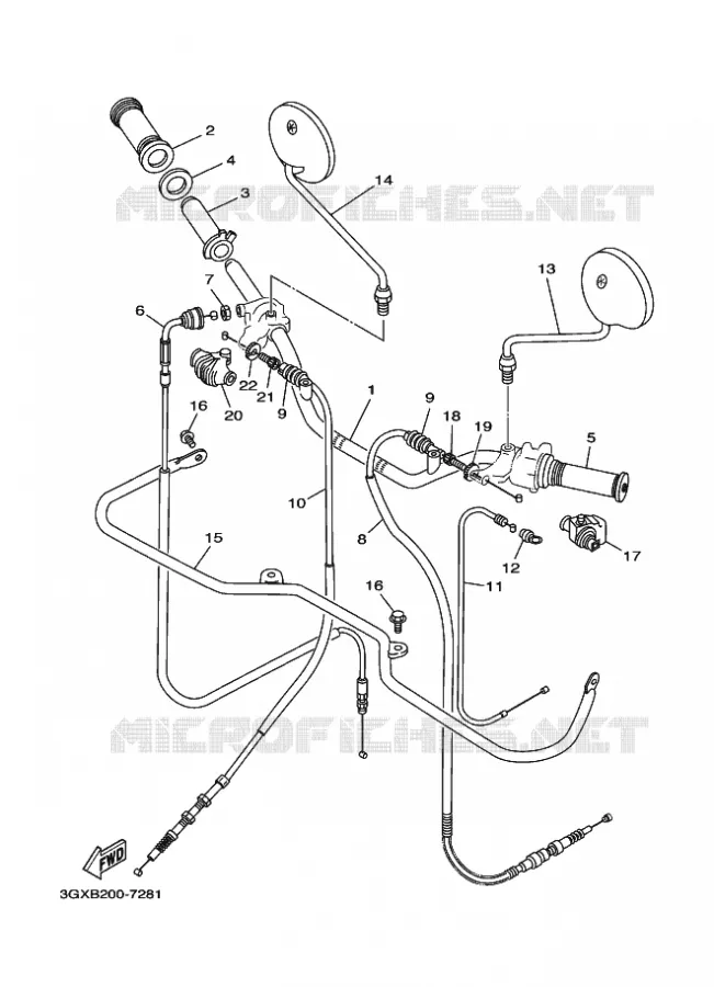GUIDON ET CABLES Yamaha MOTO 200 2008 AG  AG200F