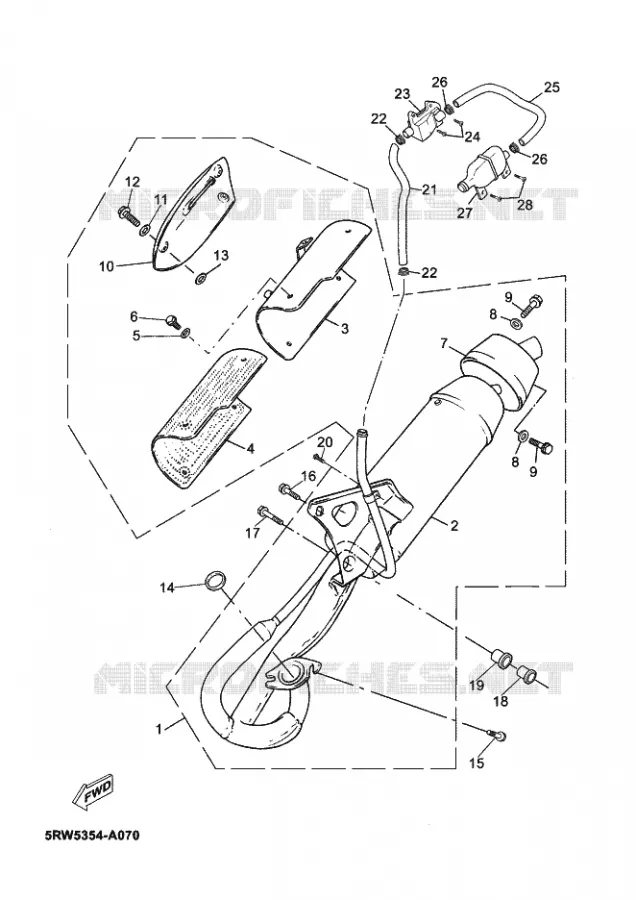 ECHAPPEMENT Yamaha SCOOTER 50 2004 MACH  CS50 MACH G AIR