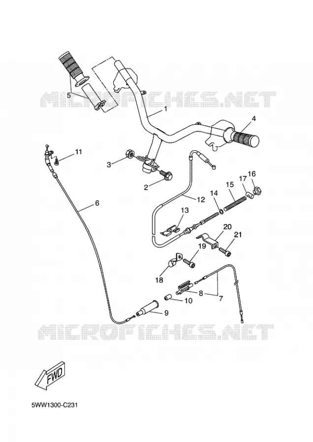 GUIDON ET CABLES Yamaha SCOOTER 50 2008 BOOSTER  CW50