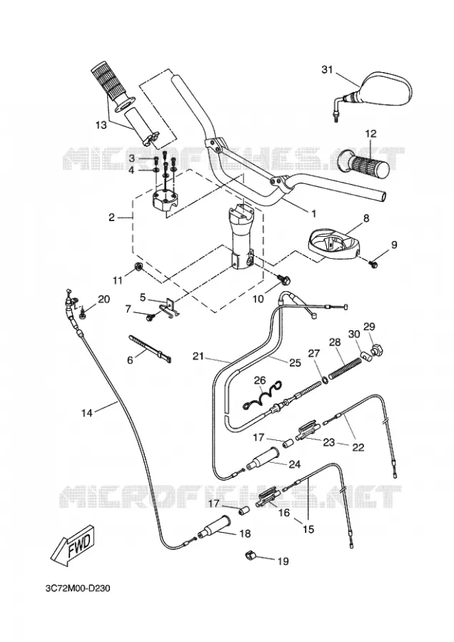 GUIDON ET CABLES Yamaha SCOOTER 50 2005 STUNT  EW50 STUNT NAKED