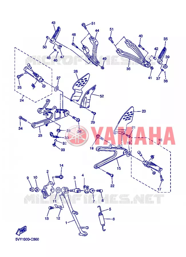 SUPPORT / REPOSE PIEDS Yamaha MOTO 1000 2004 R1  YZF-R1 YZF-R1S R1