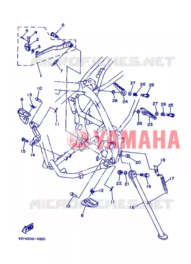 SUPPORT / REPOSE PIEDS Yamaha MOTO 250 2008 TTR  TT250R