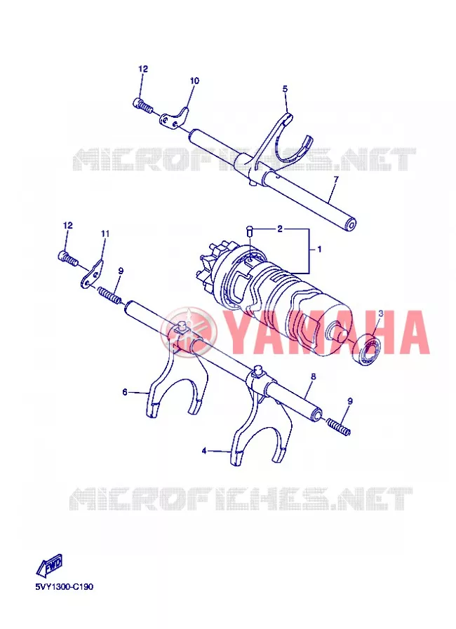 BARILLET DE SELECTION / FOURCHETTES Yamaha MOTO 1000 2007 R1  YZF-R1