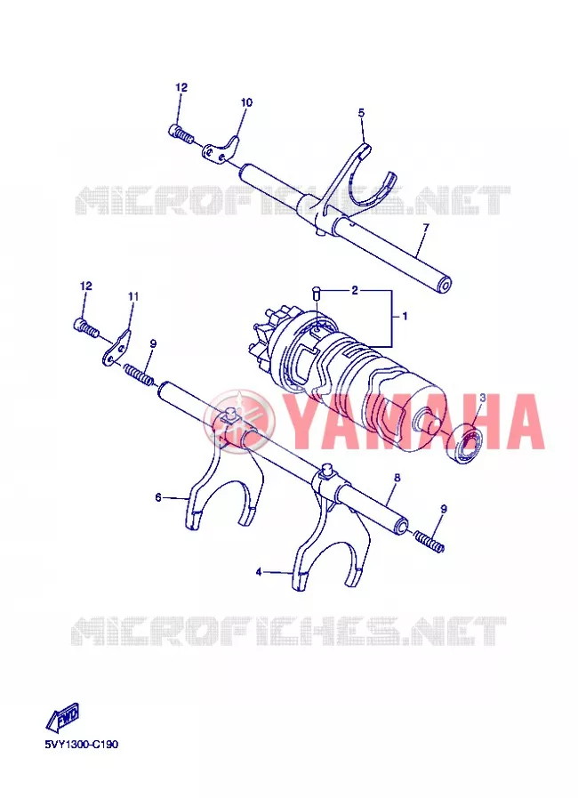 BARILLET DE SELECTION / FOURCHETTES Yamaha MOTO 1000 2008 R1  YZF-R1 R1
