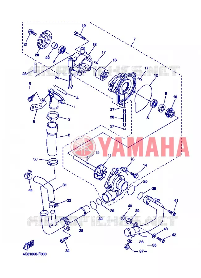 POMPE A EAU / DURITES Yamaha MOTO 1000 2008 R1  YZF-R1 R1