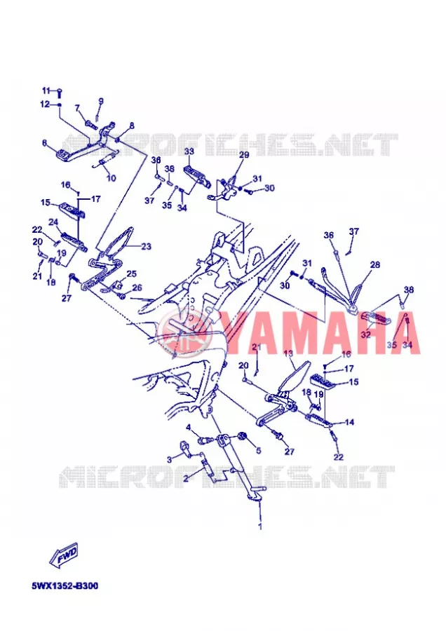 SUPPORT / REPOSE PIEDS Yamaha MOTO 50 2004 TZR  TZR50