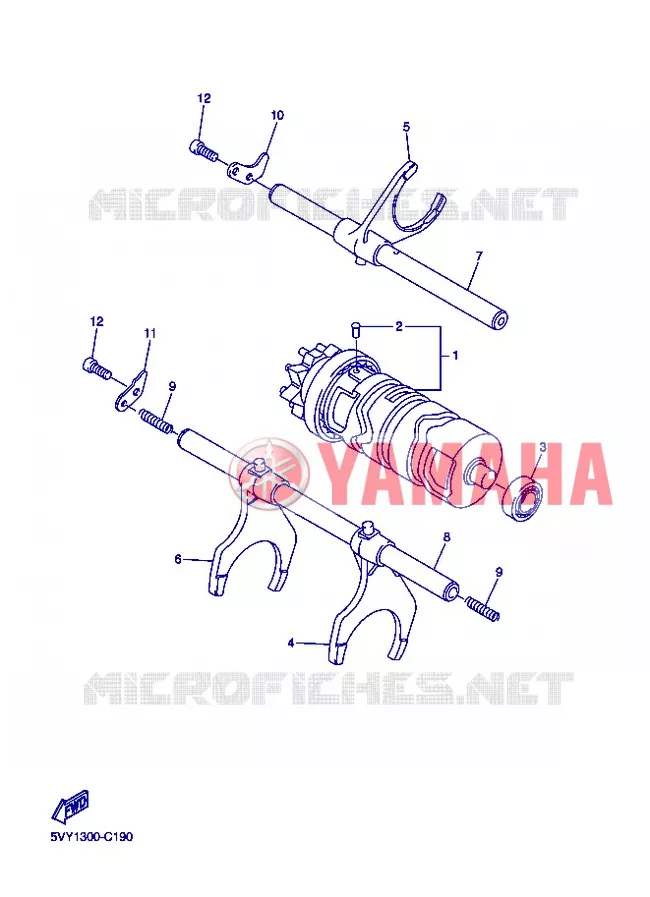 BARILLET DE SELECTION / FOURCHETTES Yamaha MOTO 1000 2006 R1  YZF-R1