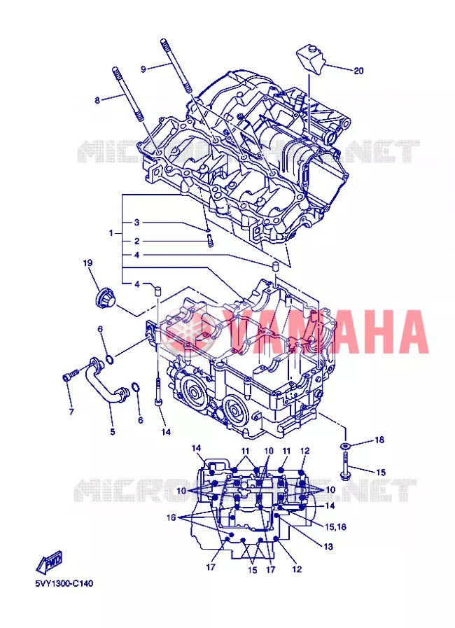 CARTER MOTEUR Yamaha MOTO 1000 2006 R1  YZF-R1