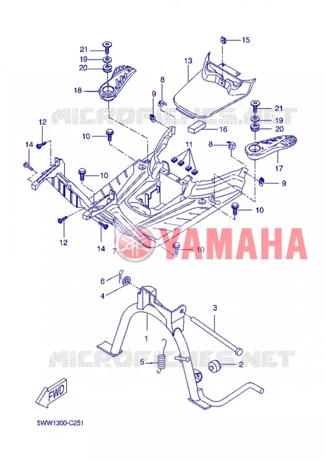 SUPPORT / REPOSE PIEDS Yamaha SCOOTER 50 2004 BOOSTER  CW50