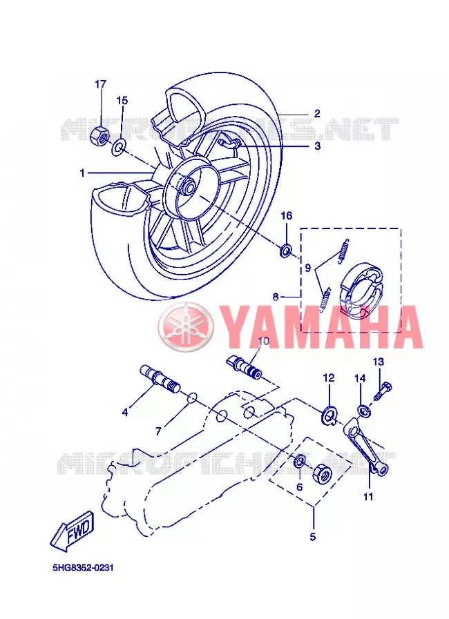 ROUE ARRIERE Yamaha SCOOTER 50 2008 ROCKET  CW50RSP POWER ROCKET