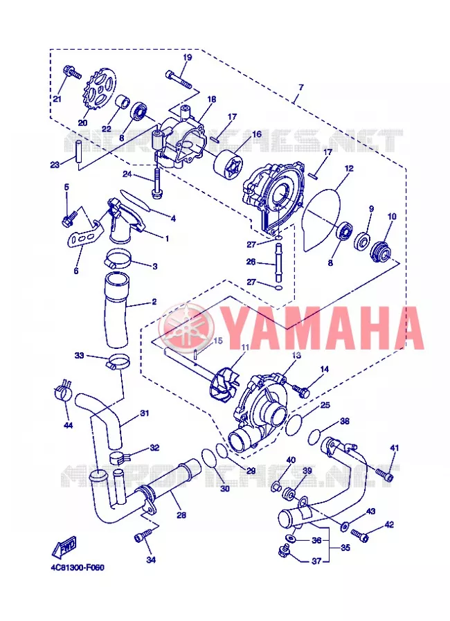 POMPE A EAU / DURITES Yamaha MOTO 1000 2008 R1  YZF-R1 R1