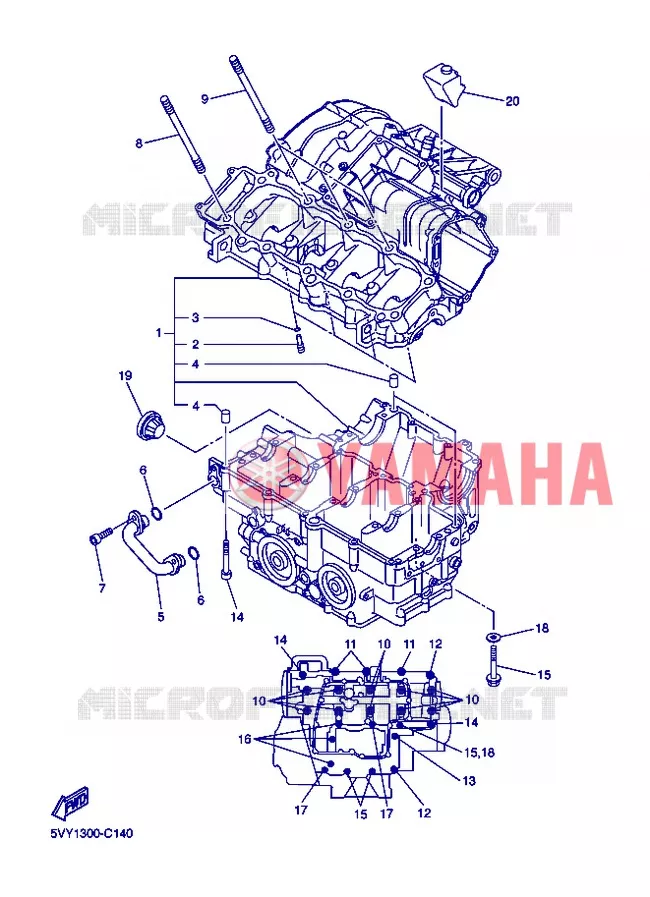 CARTER MOTEUR Yamaha MOTO 1000 2004 R1  YZF-R1 YZF-R1S R1