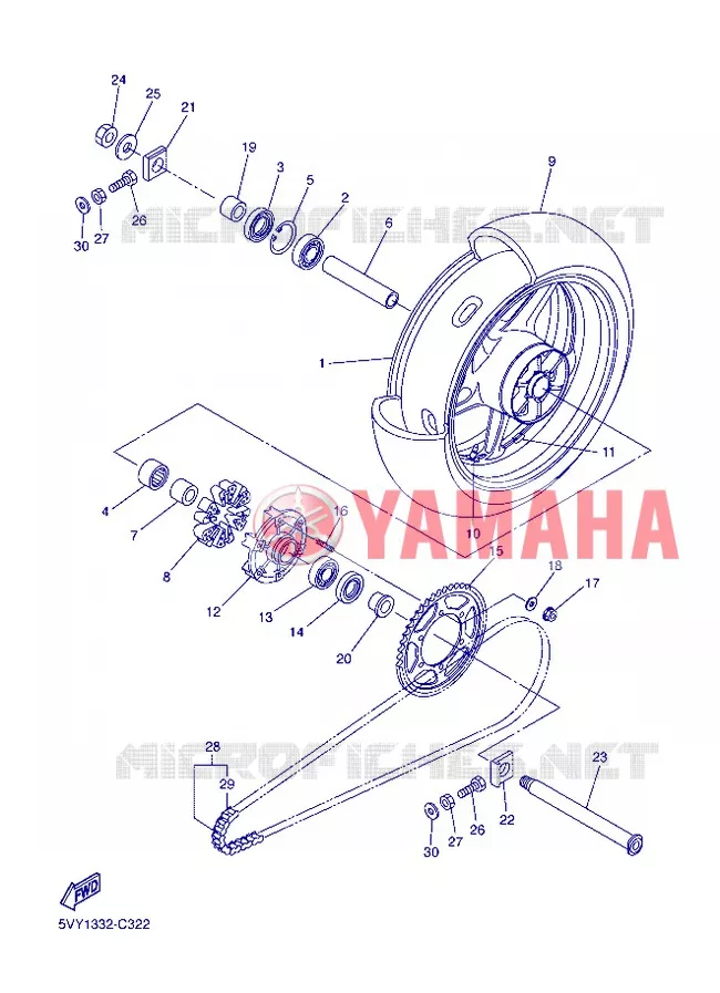 ROUE ARRIERE Yamaha MOTO 1000 2004 R1  YZF-R1 YZF-R1S R1