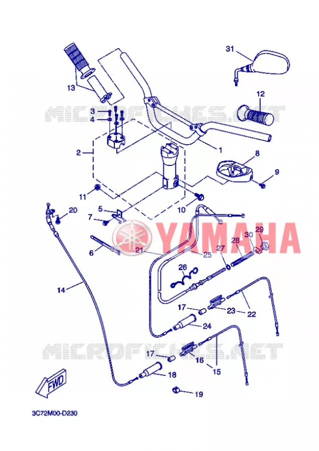 GUIDON ET CABLES Yamaha SCOOTER 50 2008 STUNT  EW50N