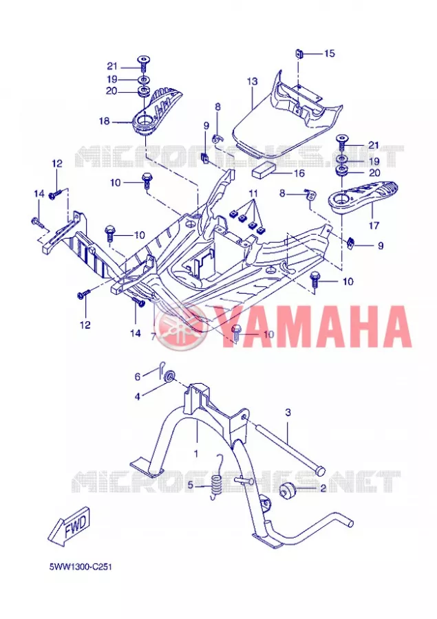 SUPPORT / REPOSE PIEDS Yamaha SCOOTER 50 2006 BOOSTER  CW50