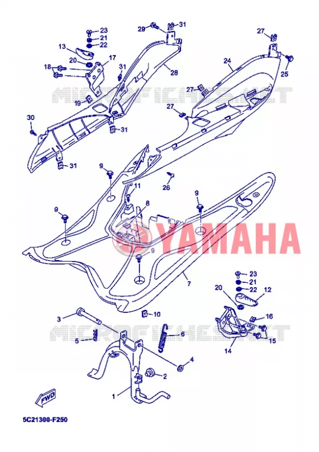 SUPPORT / REPOSE PIEDS Yamaha SCOOTER 50 2008 OVETTO  YN50 OVETTO