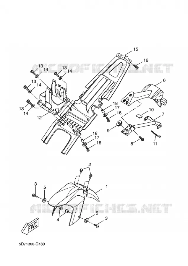 GARDE BOUE Yamaha MOTO 125 2009 R125  YZF-R125
