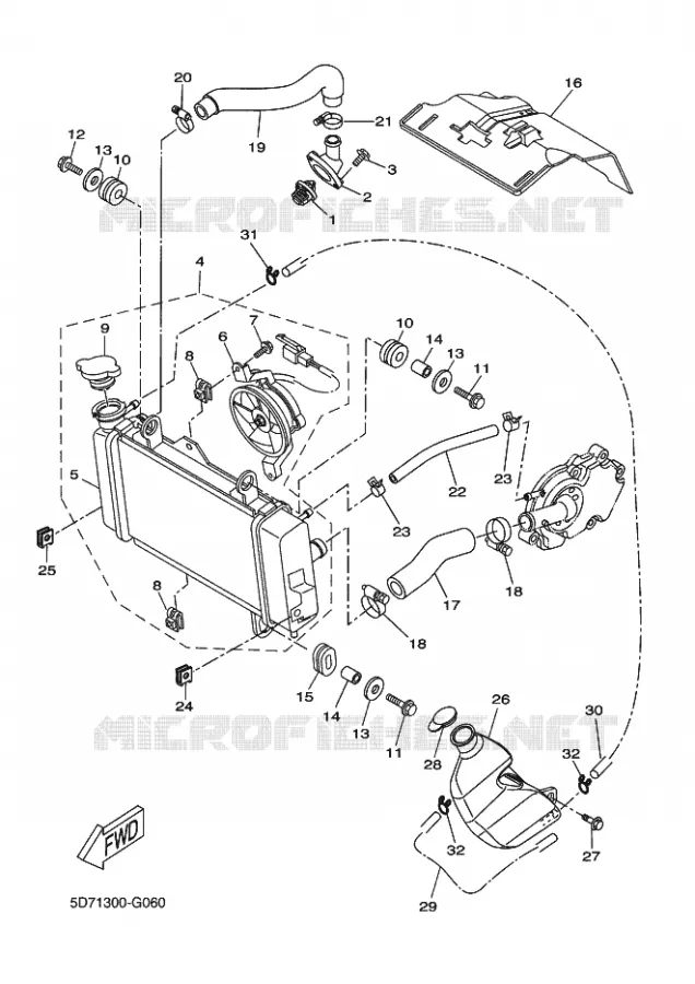 RADIATEUR / DURITES Yamaha MOTO 125 2009 R125  YZF-R125
