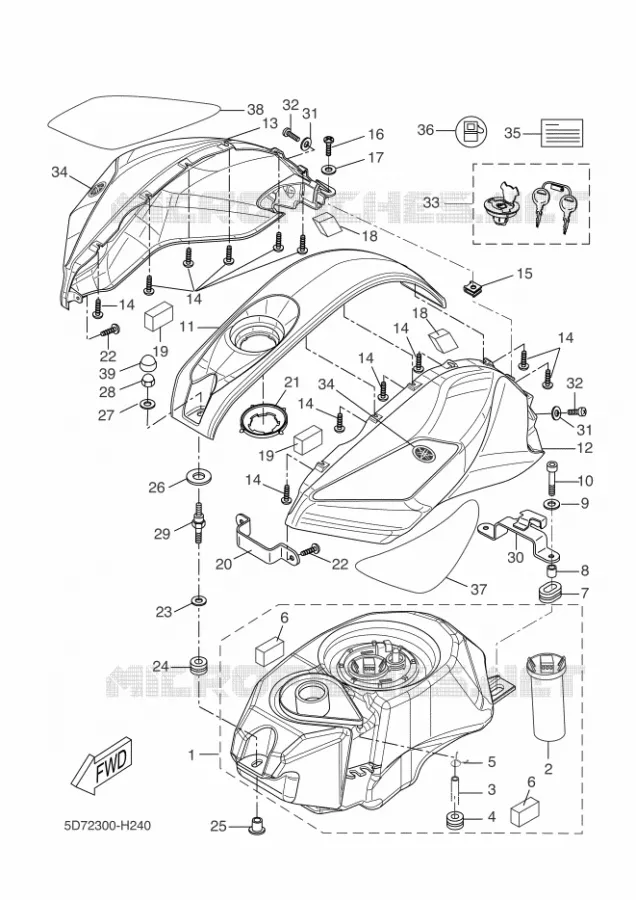RESERVOIR A ESSENCE Yamaha MOTO 125 2009 R125  YZF-R125