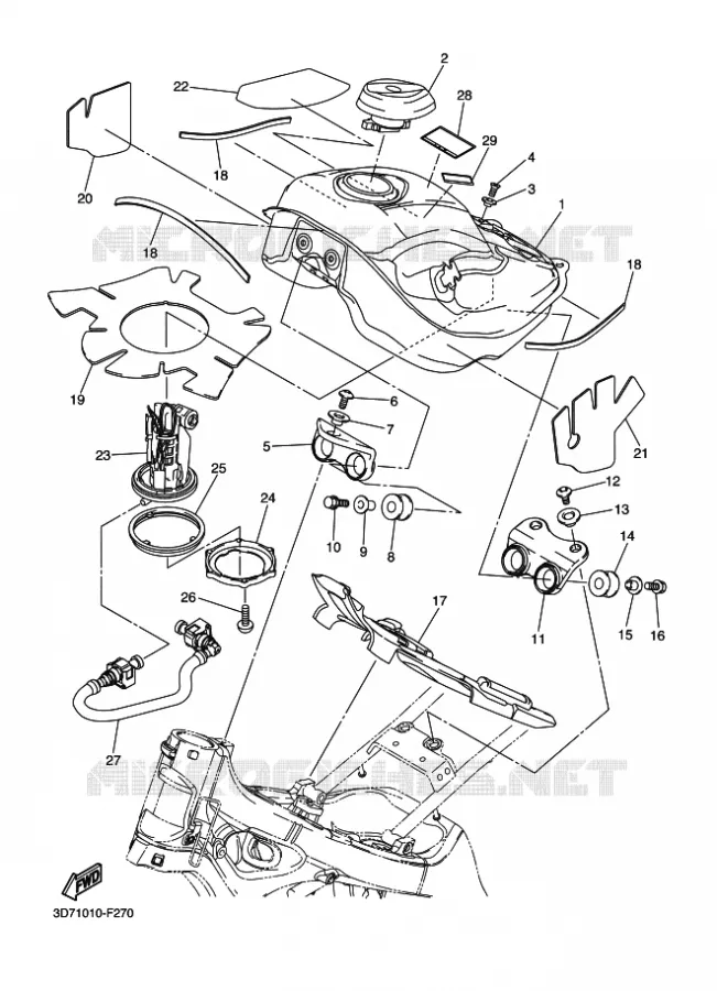 RESERVOIR A ESSENCE Yamaha MOTO 250 2009 WR-R  WR250R