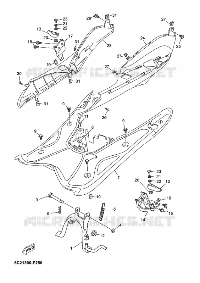 SUPPORT / REPOSE PIEDS Yamaha SCOOTER 50 2013 NEOS  YN50