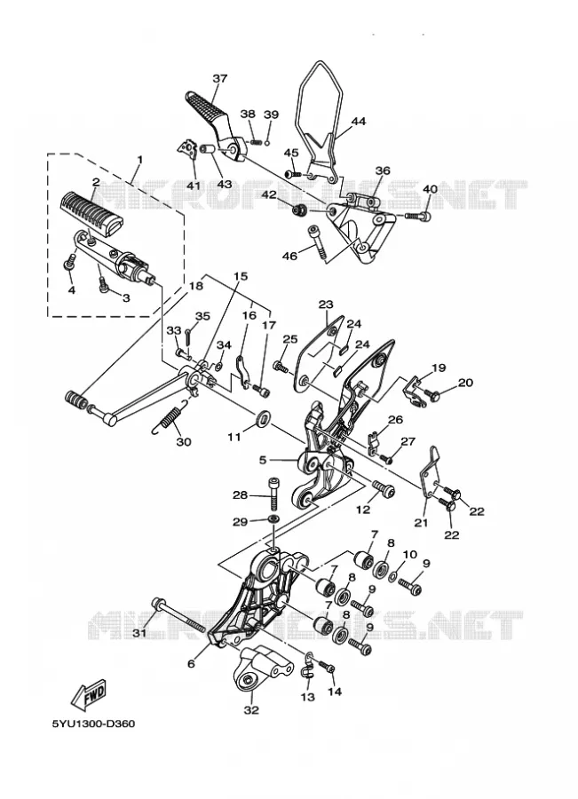 SUPPORT / REPOSE PIEDS Yamaha MOTO 1700 2009 MT01  MT01S