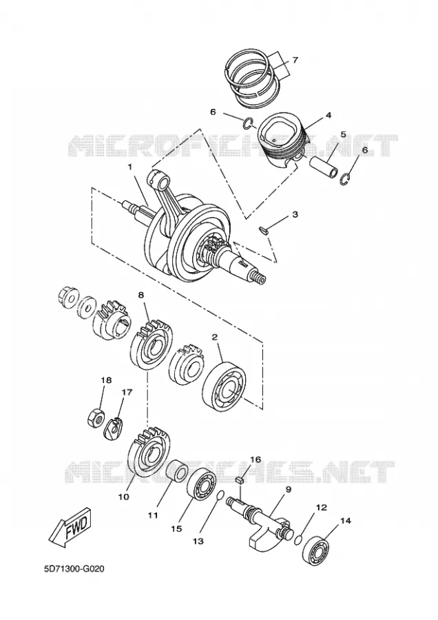 VILEBREQUIN / PISTON Yamaha MOTO 125 2011 R125  YZF-R125