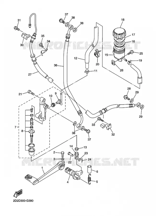 MAITRE CYLINDRE DE FREIN ARRIERE Yamaha MOTO 1300 2010 FJR AS  FJR1300AS