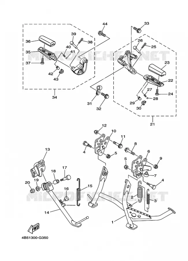 SUPPORT / REPOSE PIEDS Yamaha SCOOTER 500 2009 TMAX ABS  XP500A TMAX