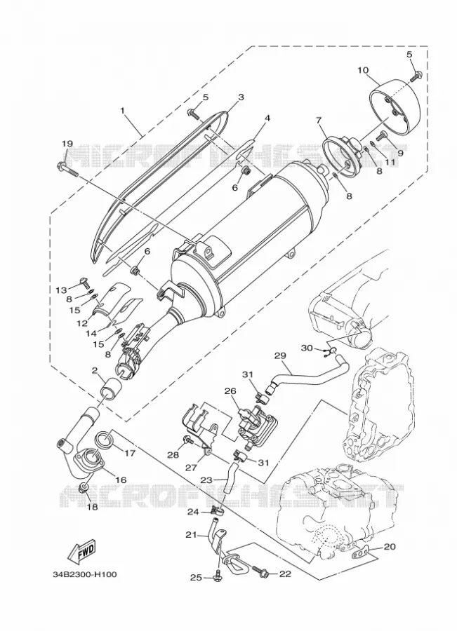 ECHAPPEMENT Yamaha SCOOTER 400 2009 MAJESTY  YP400 MAJESTY400