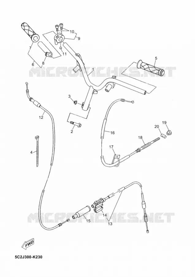 GUIDON ET CABLES Yamaha SCOOTER 50 2011 OVETTO  YN50 OVETTO