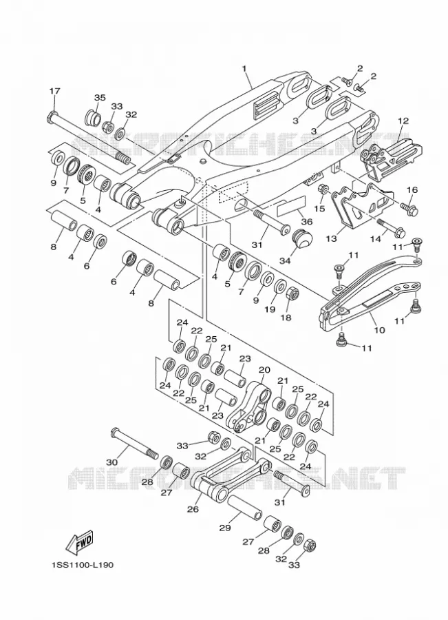 BRAS ARRIERE Yamaha MOTO 250 2013 YZ  YZ250