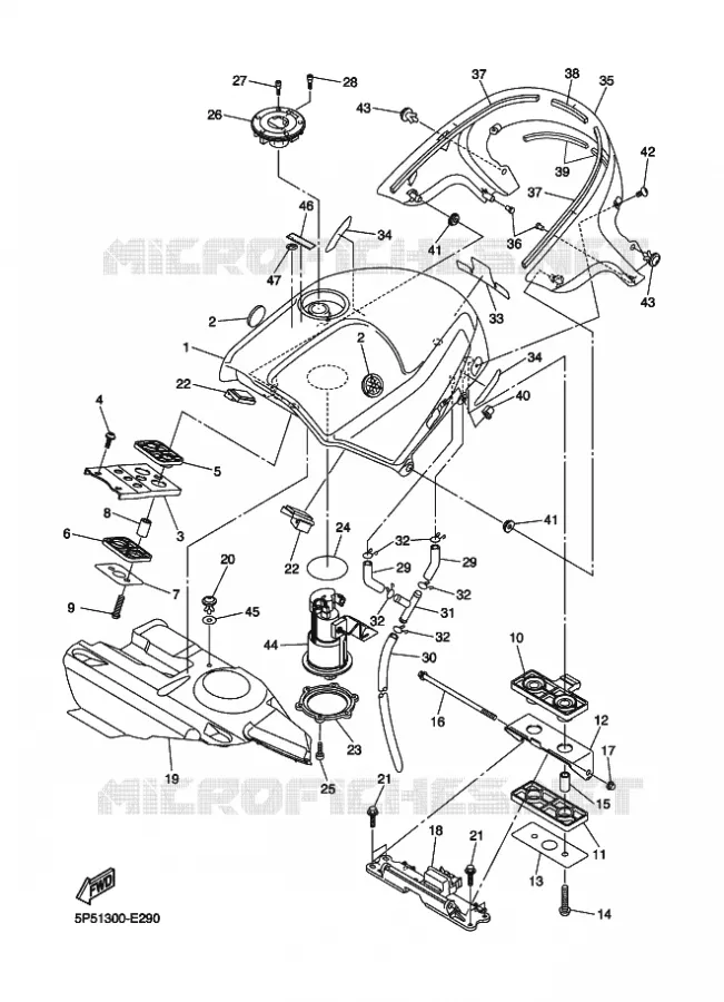 RESERVOIR A ESSENCE Yamaha MOTO 1300 2009 FJR AS ABS  FJR1300AS