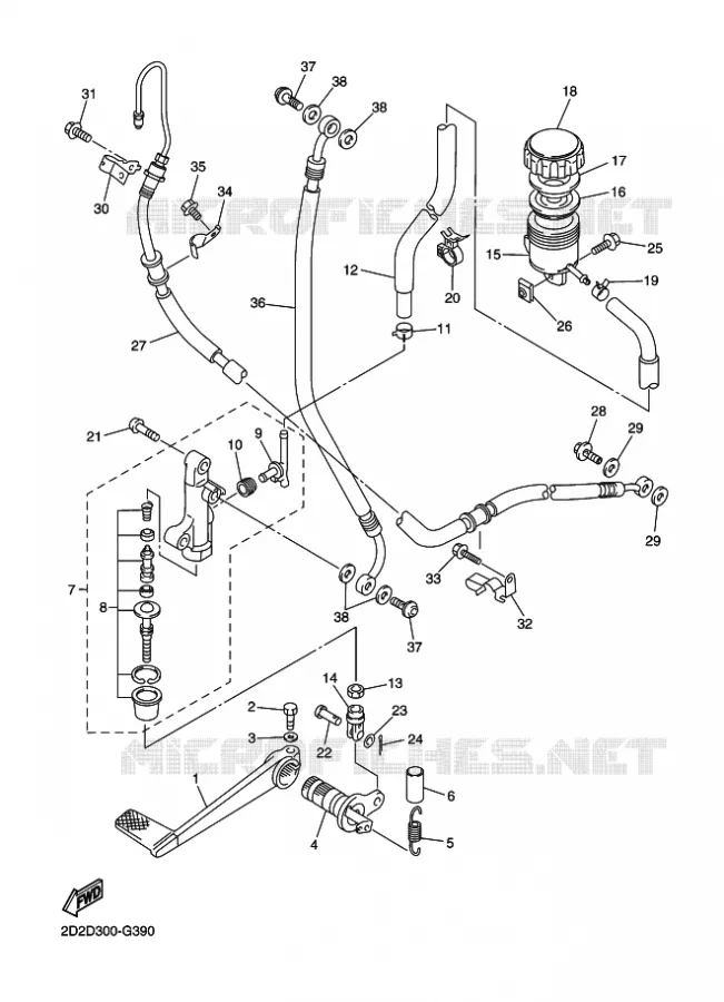 MAITRE CYLINDRE DE FREIN ARRIERE Yamaha MOTO 1300 2009 FJR AS ABS  FJR1300AS