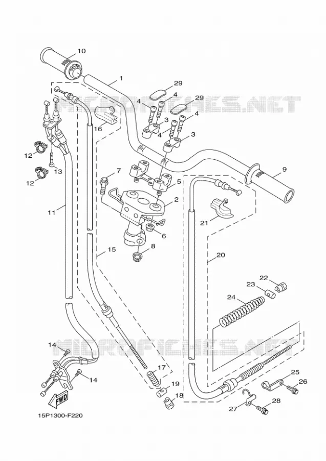 GUIDON ET CABLES Yamaha SCOOTER 50 2009 BOOSTER  XF50 BOOSTER X