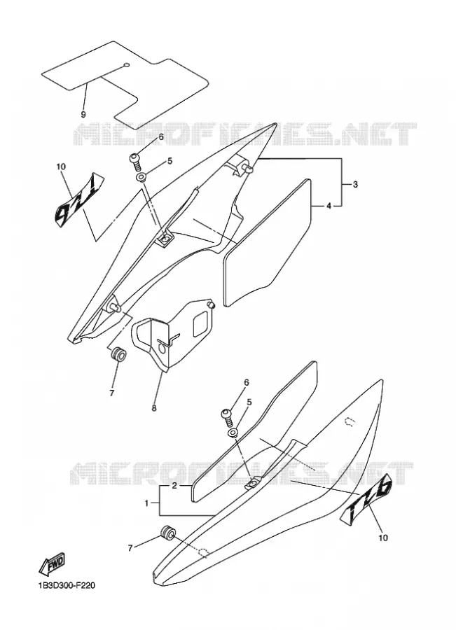 COUVERCLE LATERAL Yamaha MOTO 600 2009 FZ6 S2  FZ6-NHG FZ6