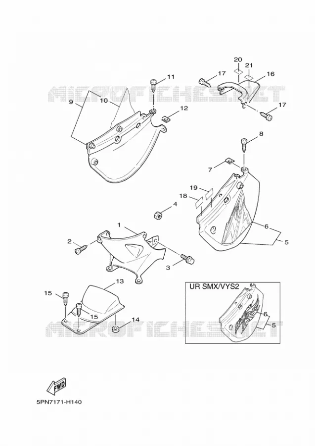 COUVERCLE LATERAL Yamaha SCOOTER 50 2009 BWS  YW50Y BWS 50