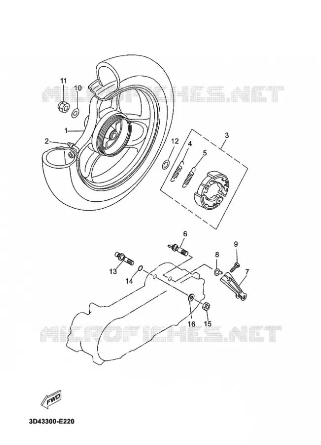 ROUE ARRIERE Yamaha SCOOTER 50 2010 JOG  CS50 JOG R