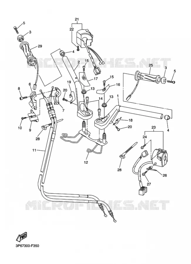 GUIDON ET CABLES Yamaha MOTO 1300 2010 FJR  FJR1300A