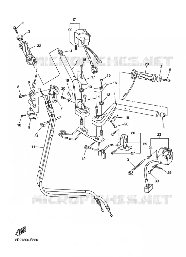 GUIDON ET CABLES Yamaha MOTO 1300 2010 FJR AS  FJR1300AS