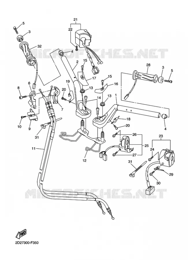 GUIDON ET CABLES Yamaha MOTO 1300 2010 FJR AS  FJR1300AS