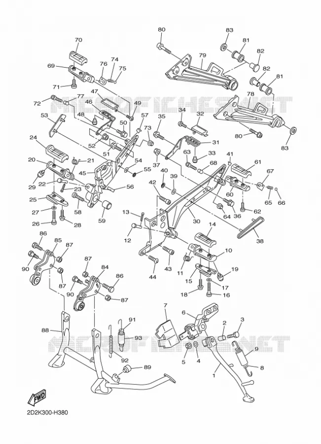 SUPPORT / REPOSE PIEDS Yamaha MOTO 1300 2010 FJR AS  FJR1300AS
