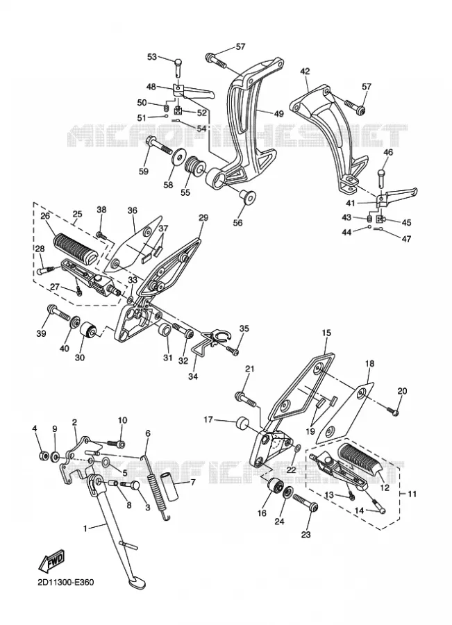 SUPPORT / REPOSE PIEDS Yamaha MOTO 1000 2010 FZ1 ABS  FZ1-NA