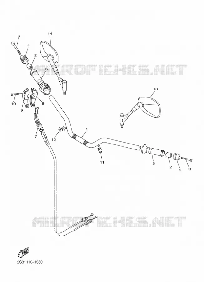 GUIDON ET CABLES Yamaha MOTO 1700 2010 VMAX  VMX17