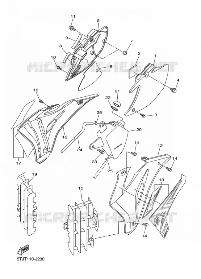 COUVERCLE LATERAL Yamaha MOTO 450 2010 WRF  WR450F