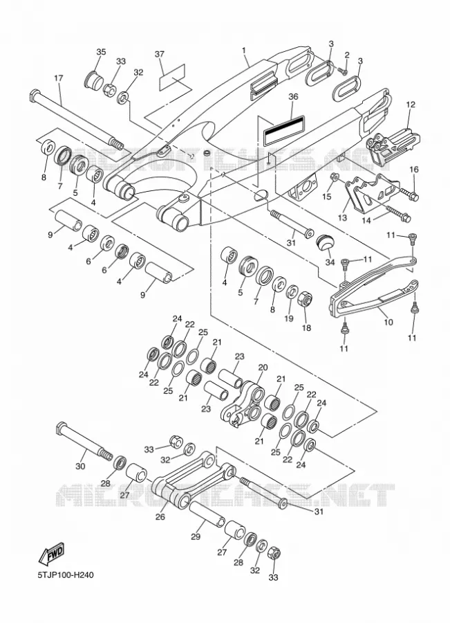 BRAS ARRIERE Yamaha MOTO 450 2010 WRF  WR450F